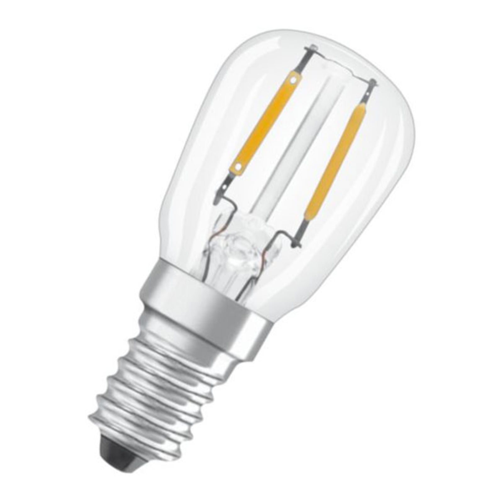 LED filamentpære T26 E14 1,6W 2400K klar 50lm OSRAM for kjøleskap og små lamper
