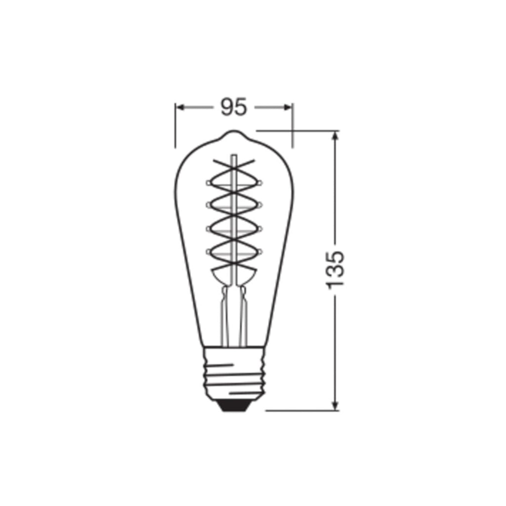 Bakside av LED filamentpære Vintage 1906 Edison E27 7W dimbar gull