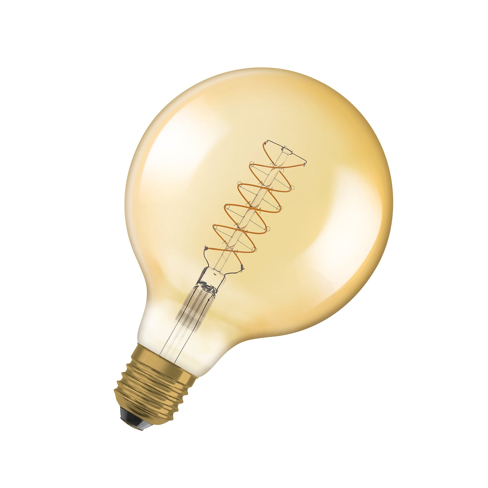 LED filamentpære Vintage 1906 G125 E27 7W 2200K dimbar gull forfra