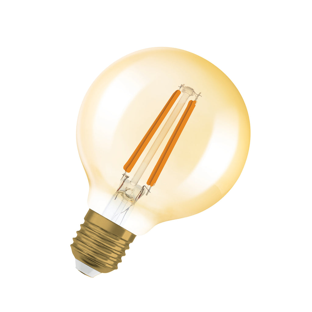 LED filamentpære Vintage 1906 G80 E27 7,2W dimbar gull forfra