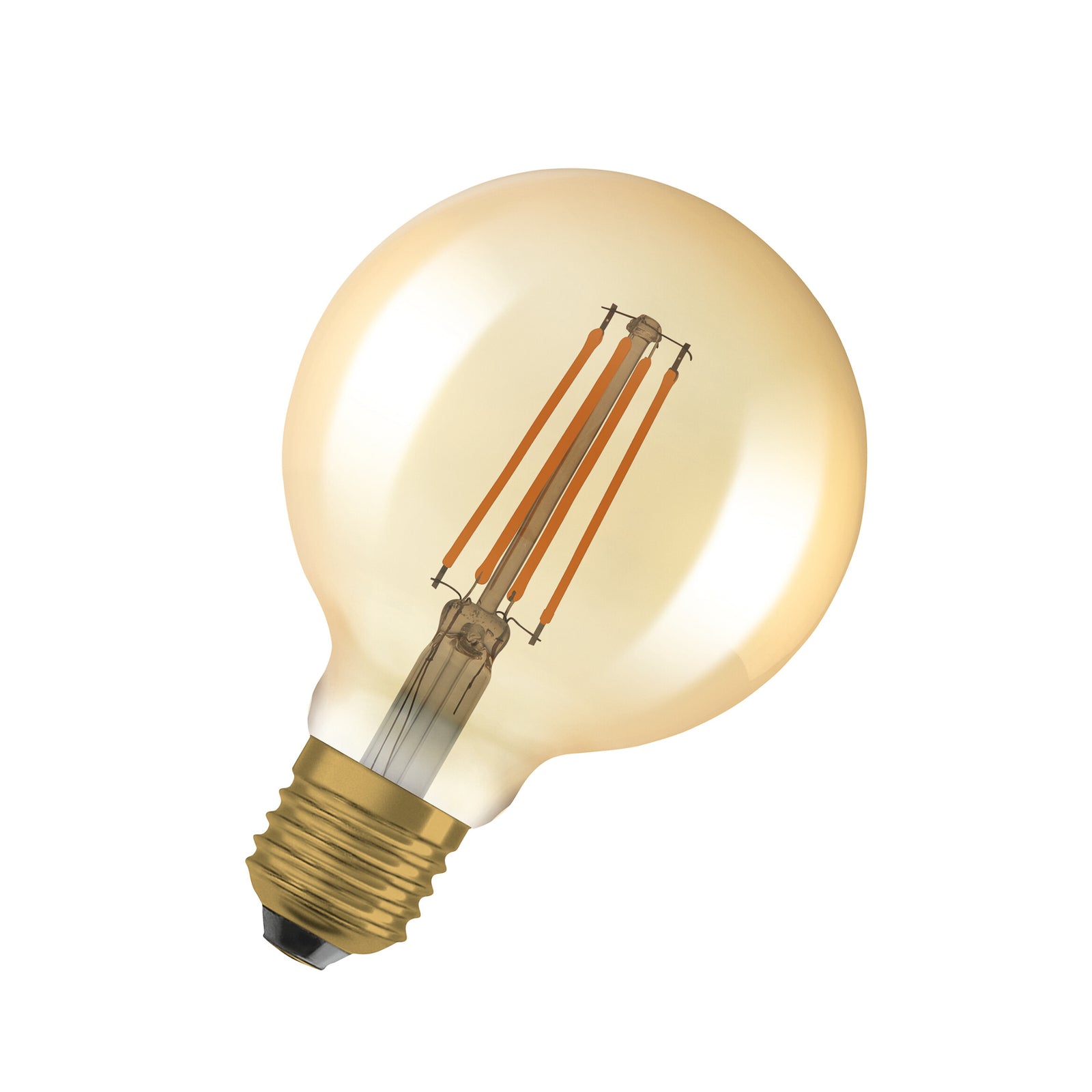 LED filamentpære Vintage 1906 G95 E27 6,5W 2400K dimbar gull forfra