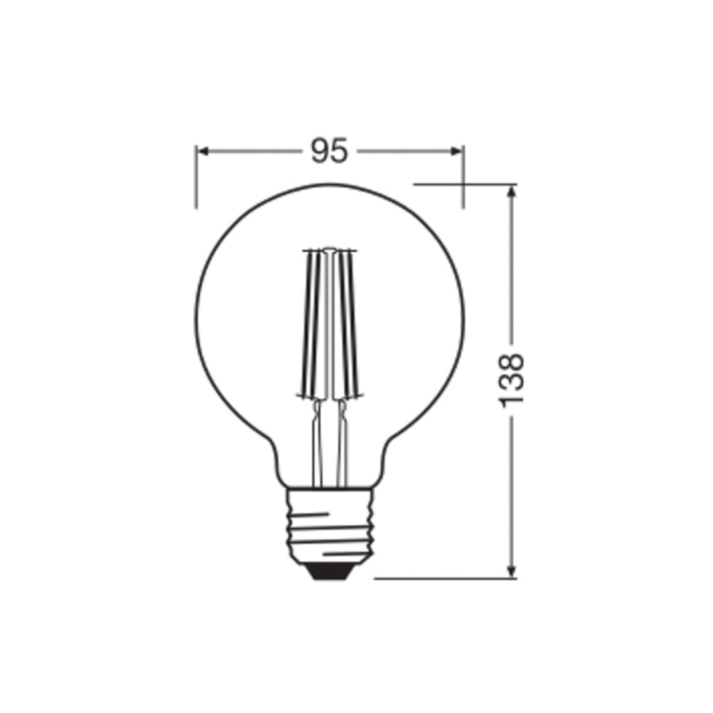 LED filamentpære Vintage 1906 G95 E27 6,5W 2400K dimbar gull bakside
