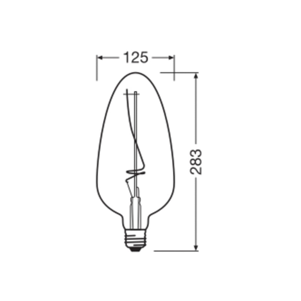 LED filamentpære Vintage 1906 E27 C125 4W 1800K dimbar - OSRAM bakside