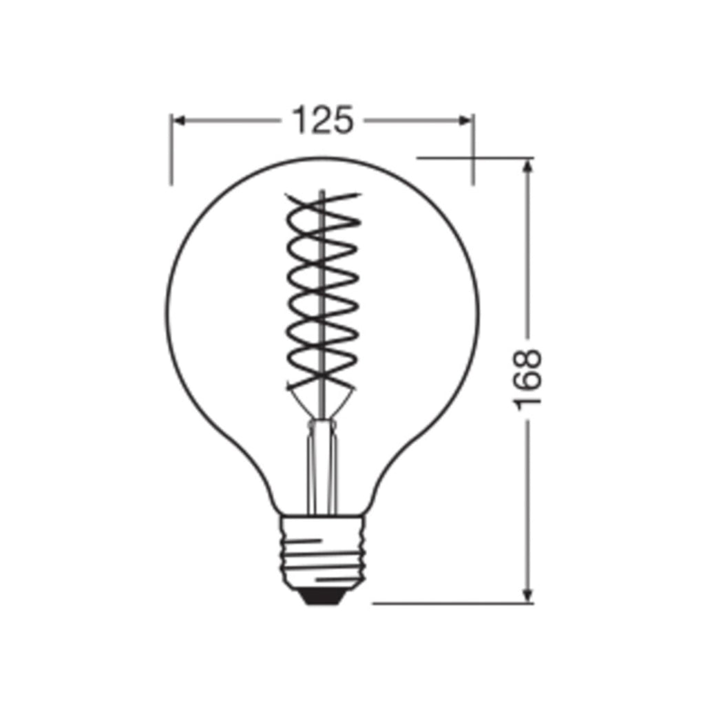 LED filamentpære Vintage 1906 G125 E27 8,4W dimbar bakside