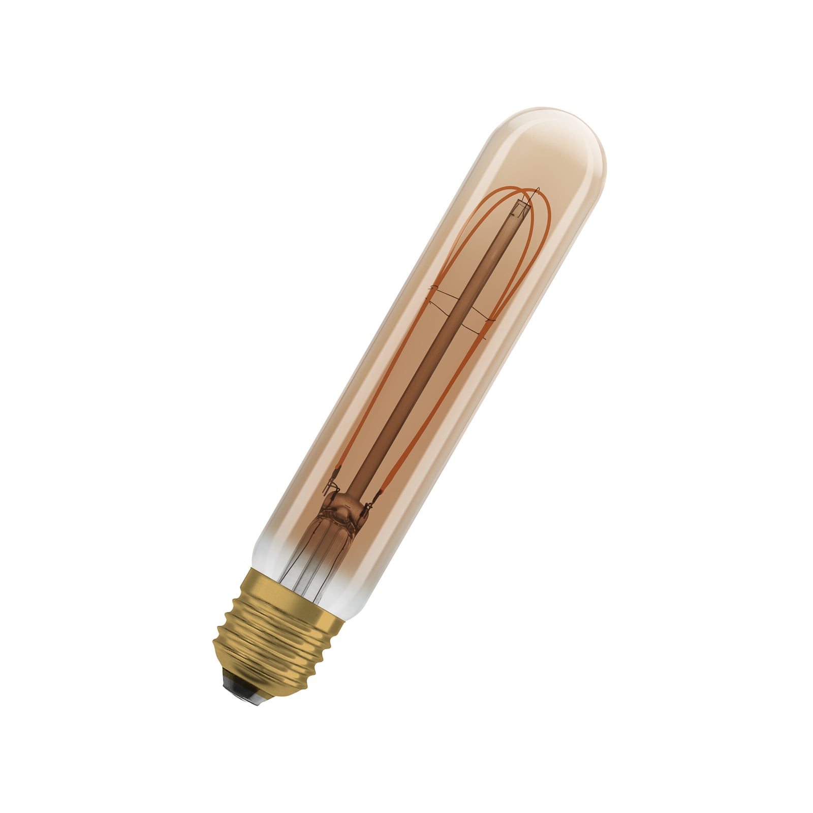 LED filamentpære Vintage 1906 Tube E27 4,8W 2200K dimbar gull forfra
