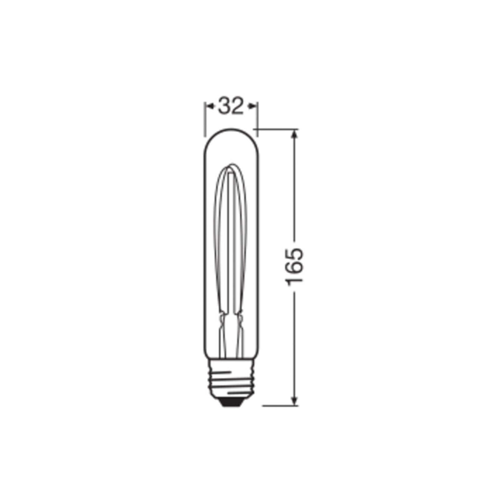 Bakside av LED filamentpære Vintage 1906 Tube E27 4,8W dimbar gull
