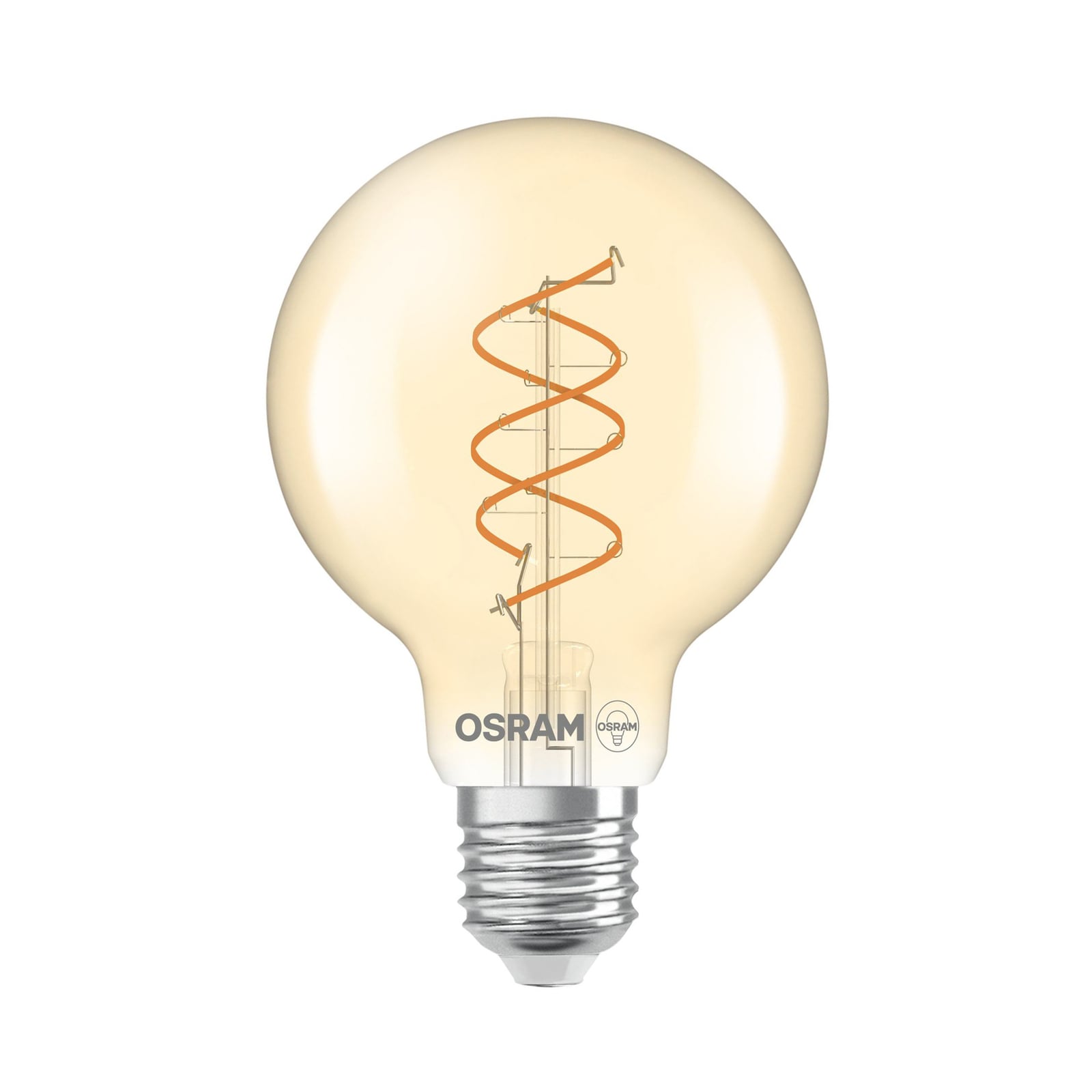 LED filamentpære Vintage G80 E27 8W 2200K dimbar gull forfra