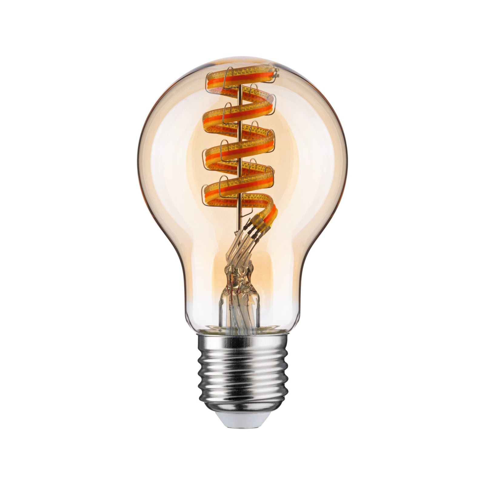 LED-filamentpære Zigbee E27 6,3W RGBW dimbar gull - Paulmann forfra