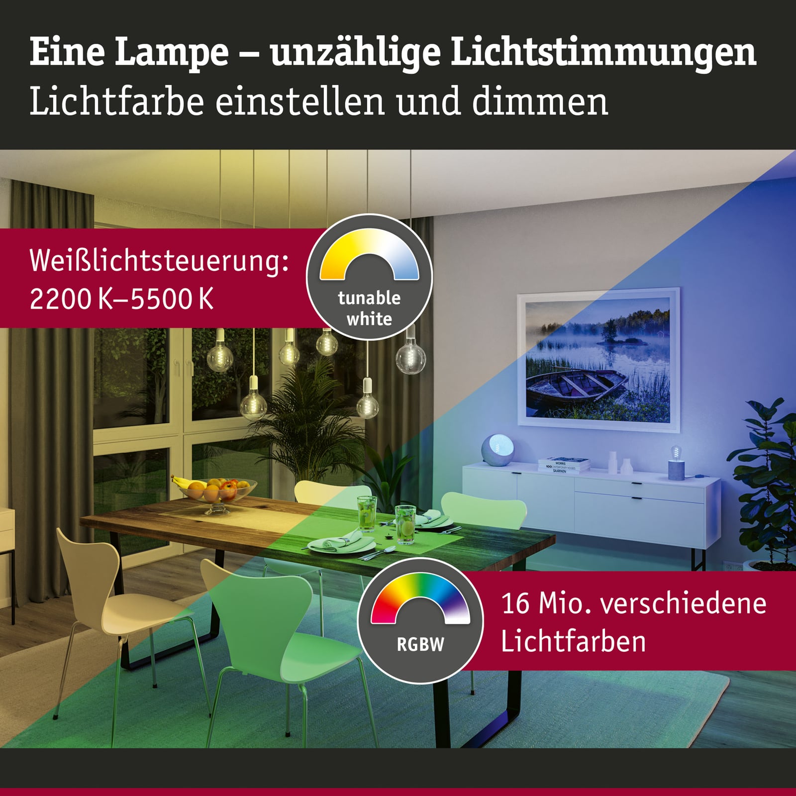 LED-filamentpære Zigbee E27 6,3W RGBW dimbar gull - Paulmann nærbilde av glass