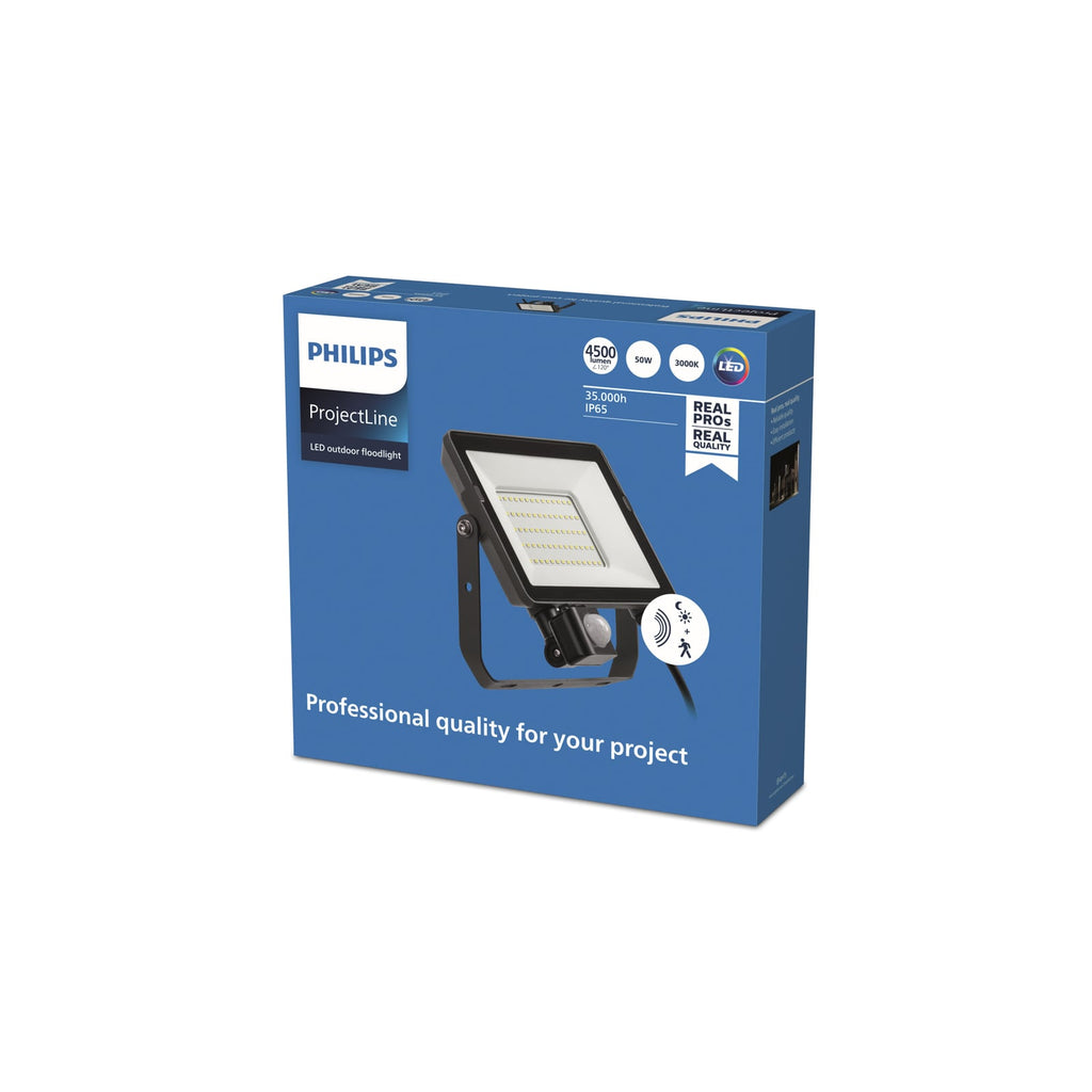 LED flomlys ProjectLine med bevegelsessensor 50W IP65 Philips bakside