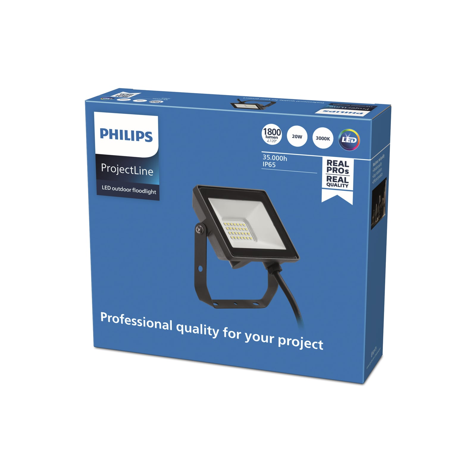 LED flomlys ProjectLine svart 20W 3000K IP65 bakside