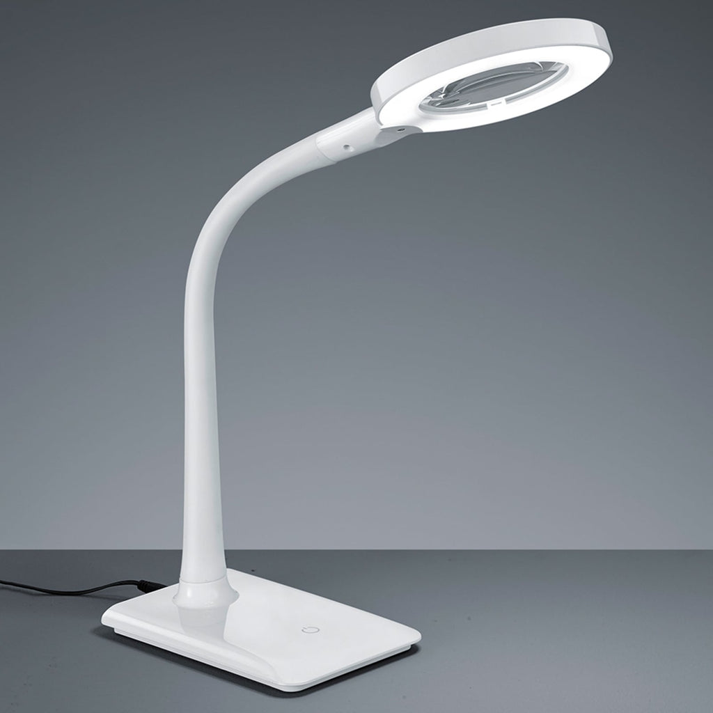 LED forstørrelseslampe Lupo med fot dimbar hvit 5W bakside