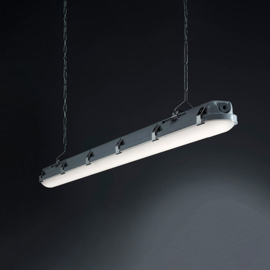 Detalj av LED fuktroms-armatur Humid One 149 cm 51W IP65 grå