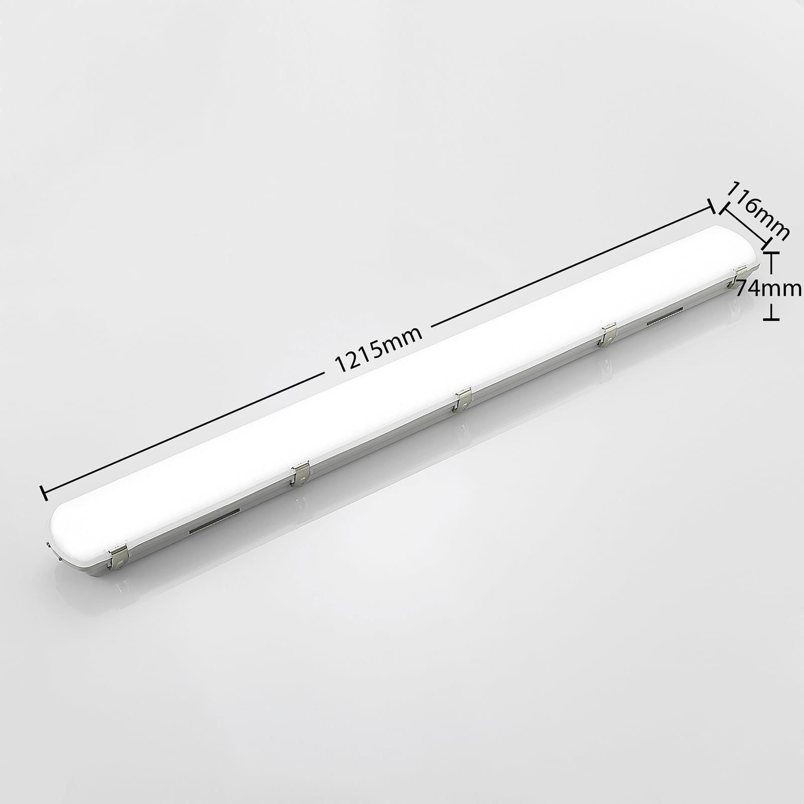 LED fuktroms-armatur Rao 121,5 cm 34W IP65 hvit lysdetalj