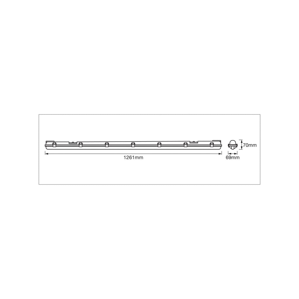 LED fuktroms-armatur SUBMARINE 126 cm 15W G13 IP65 grå bakside
