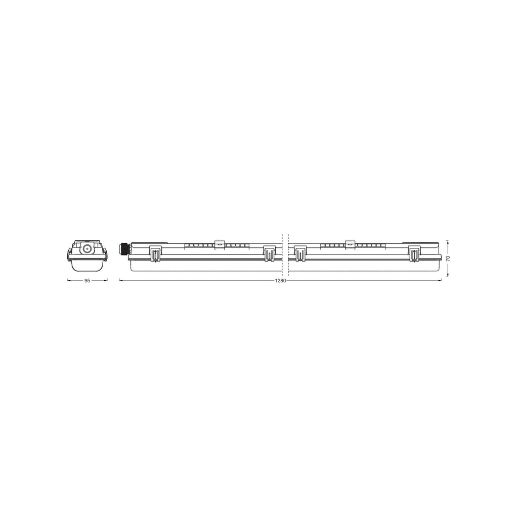 Detalj av LED fuktroms-armatur SUBMARINE PCR 128 cm 2x G13 T8 IP65 OSRAM