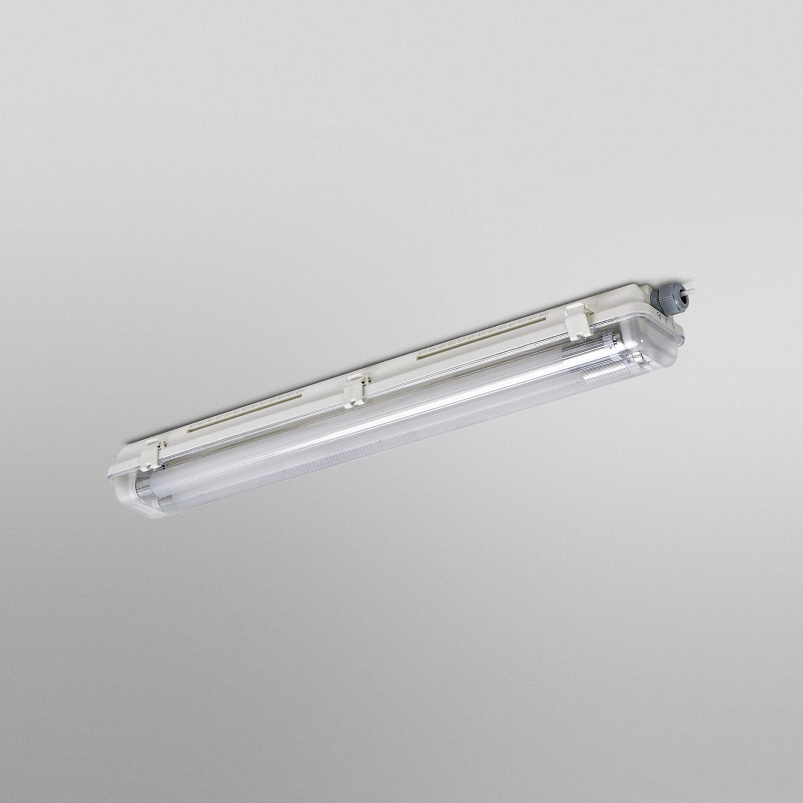 Nærbilde av LED fuktroms-armatur SUBMARINE PCR 68 cm 2x G13 T8 IP65 OSRAM LED-rør