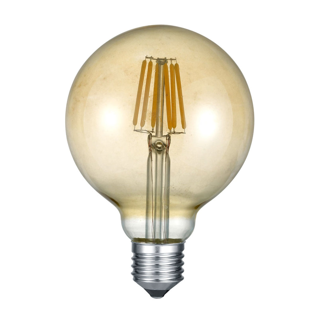 LED globepære E27 6W 2700K amber filament - Trio Lighting forfra