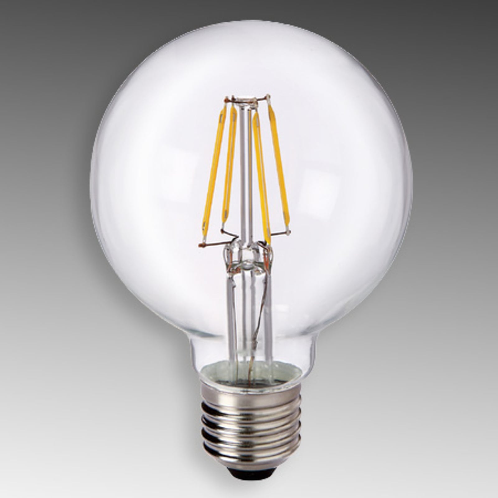 LED globepære E27 6W 2700K G80 filament klar forfra