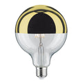 LED-globepære E27 G125 6,5W 2700K toppspeilet gull dimbar - Paulmann forfra