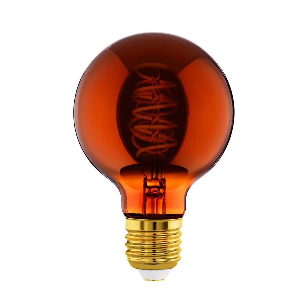LED globepære E27 G80 4W 2000K dimbar kobber filament forfra