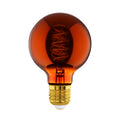 LED globepære E27 G80 4W 2000K dimbar kobber filament forfra
