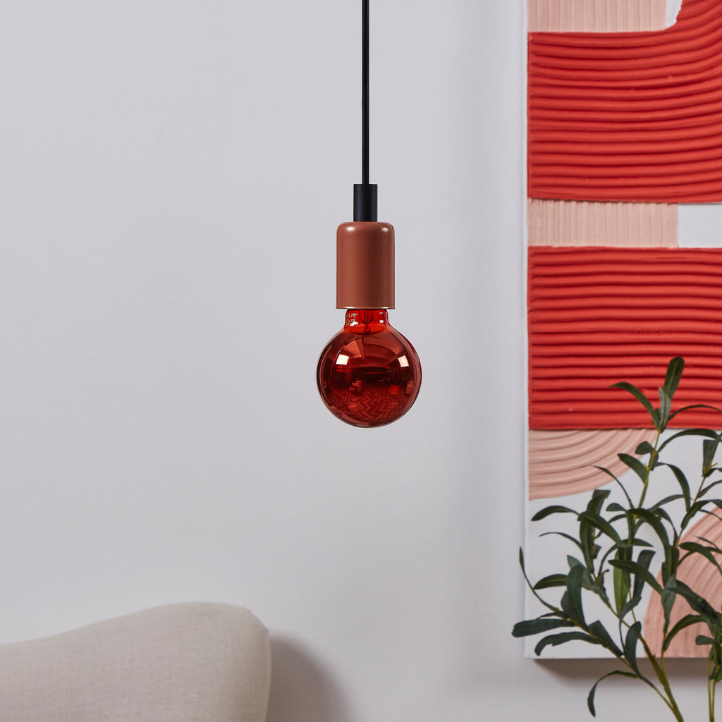 Detalj av LED globepære E27 G80 4W 2000K dimbar kobber filament