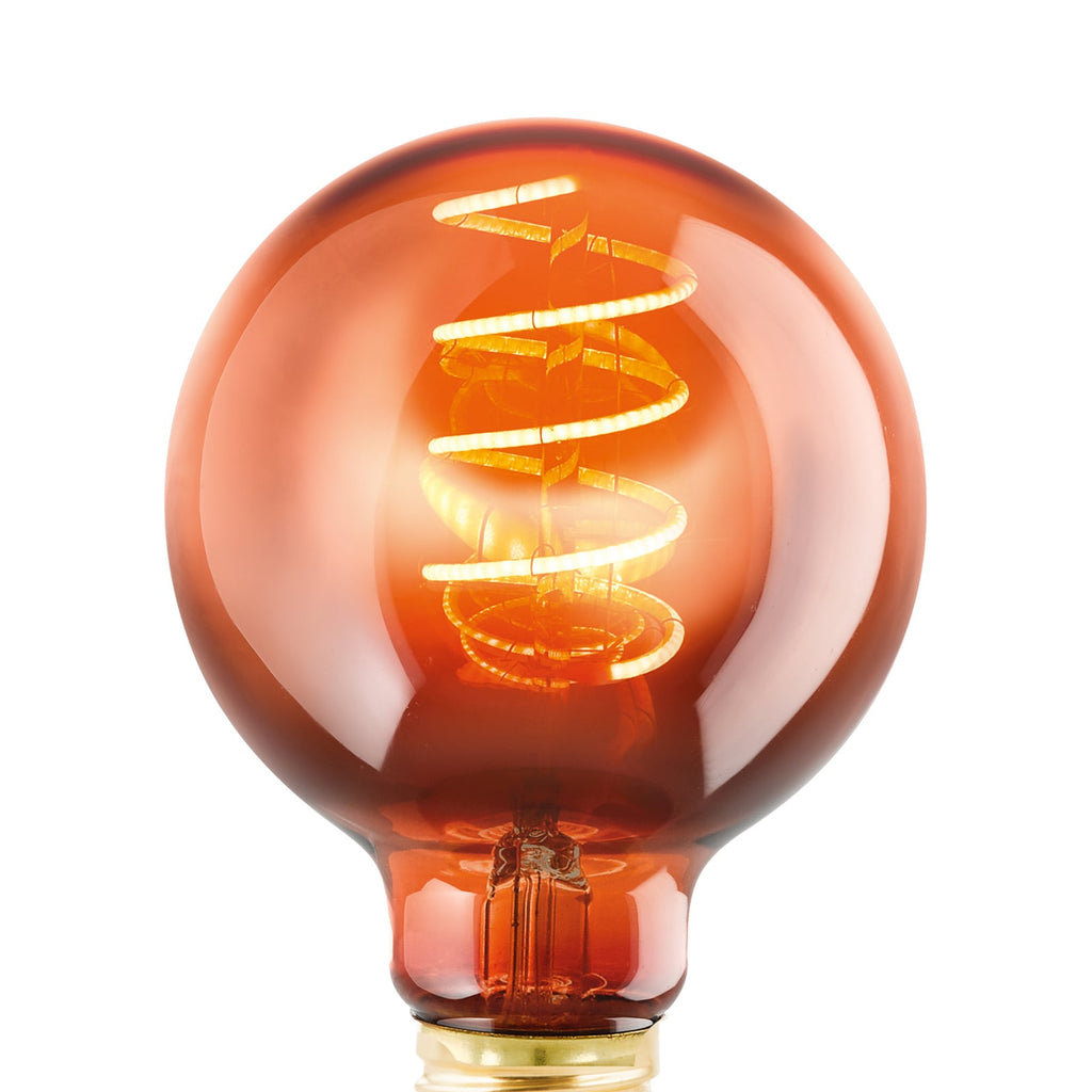 LED globepære E27 G80 4W 2000K dimbar kobber filament montert i lampe