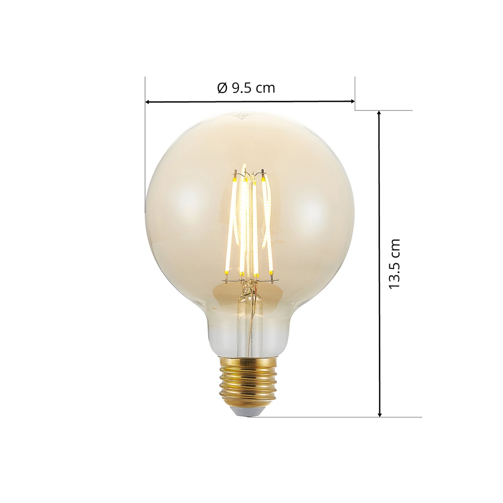 LED globepære E27 G95 6,5W 2500K amber i naturlig lys