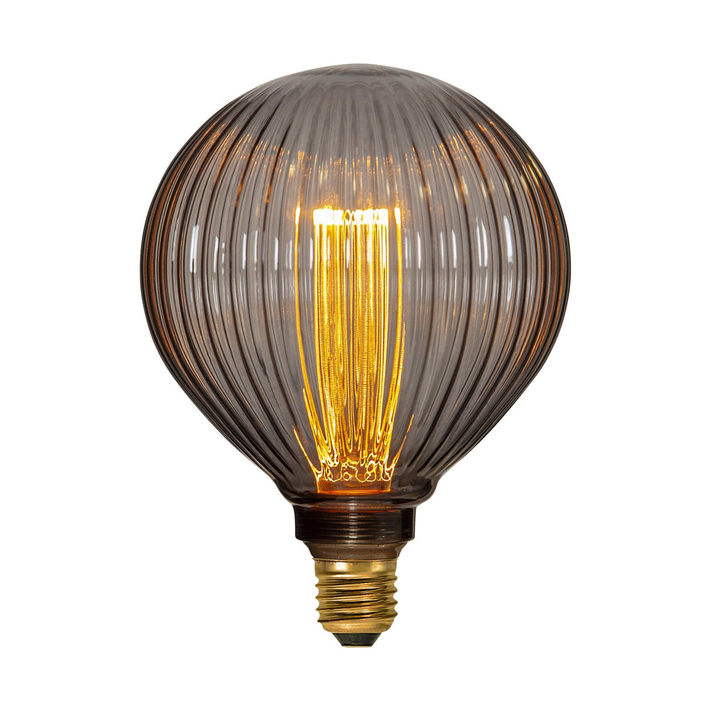 LED globepære G125 E27 1W 2000K røykgrå filament bakside