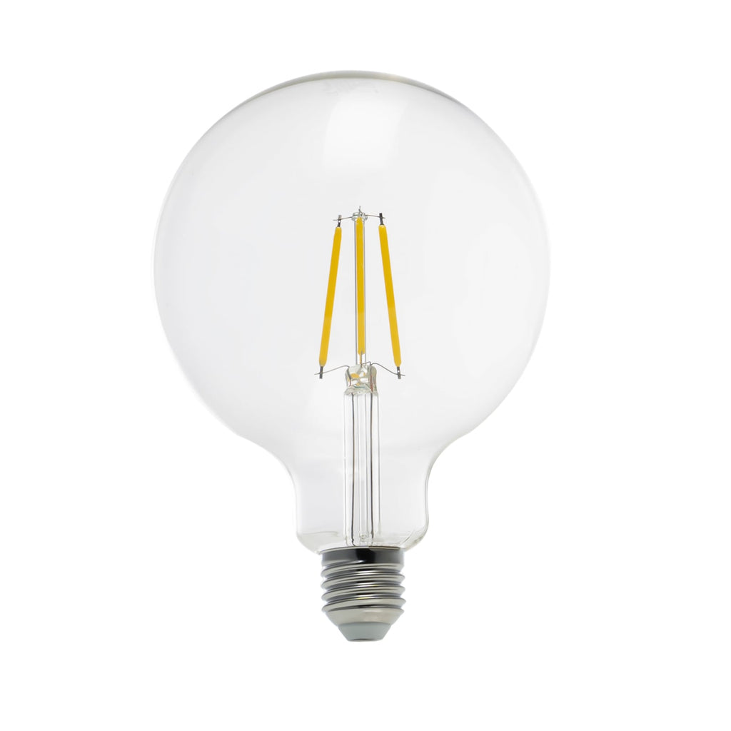 LED globepære G125 E27 3,8W 2700K 806lm klar filament bakside
