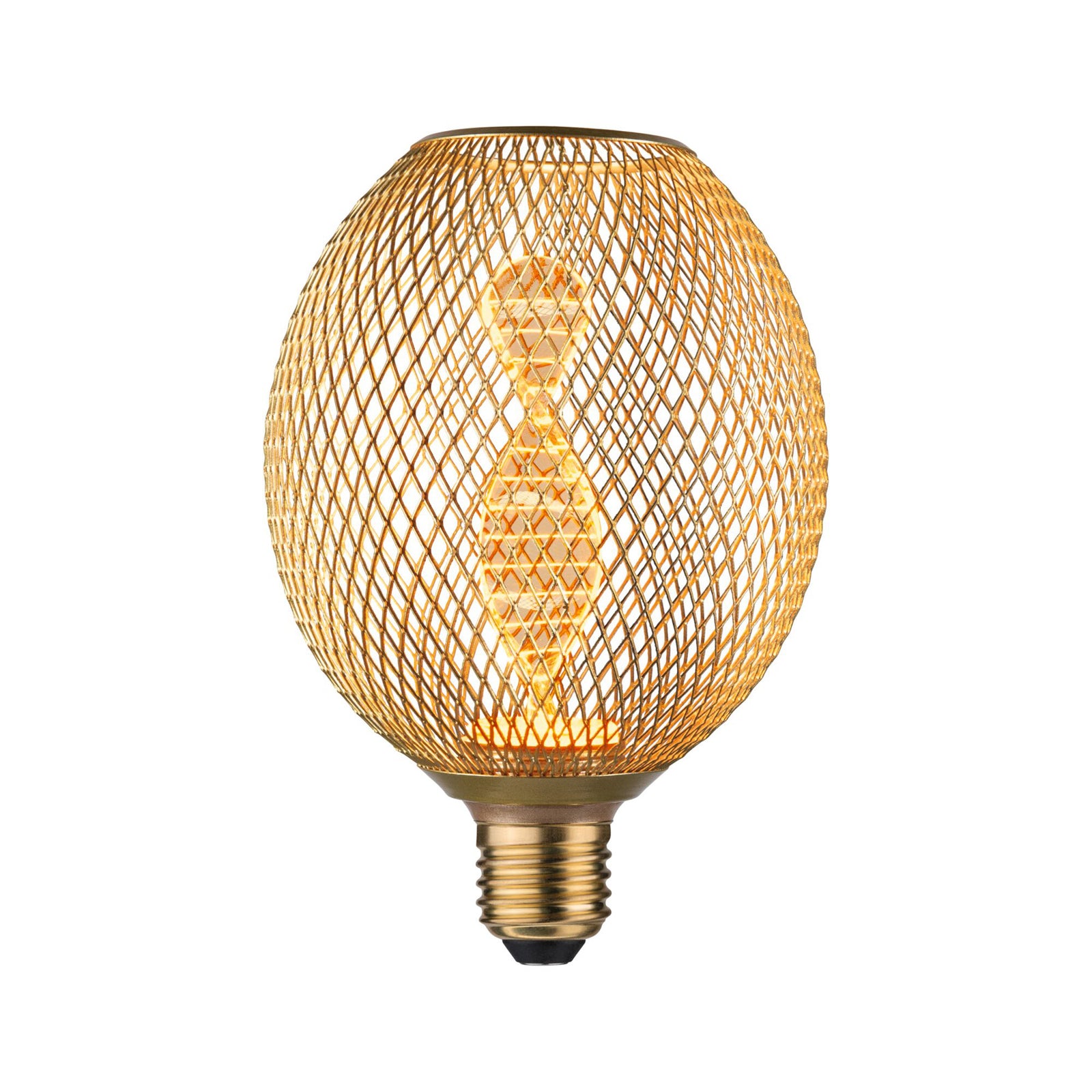 LED globepære Metallic Glow Helix E27 3,5W 1800K messing forfra