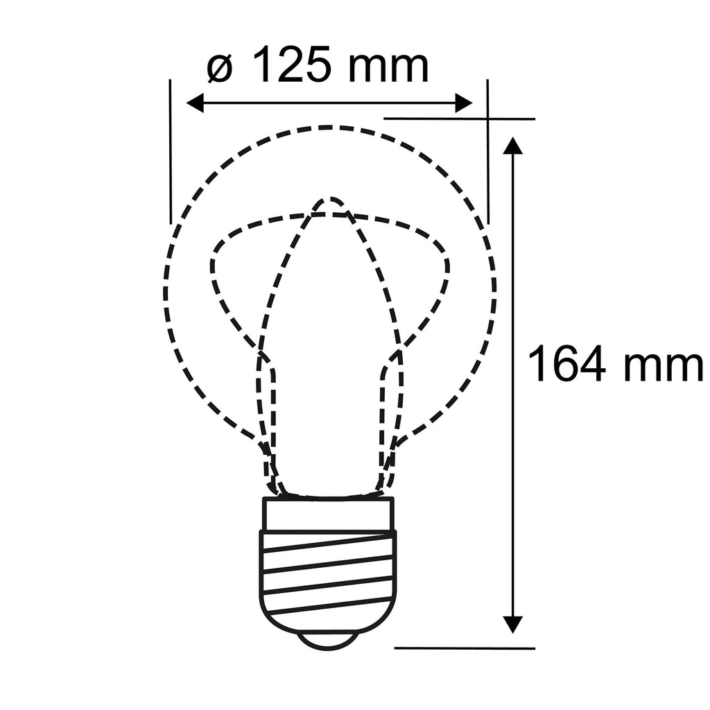 LED globepære E27 3,5W Helix 1800K G125 røykfarget detalj av sokkel