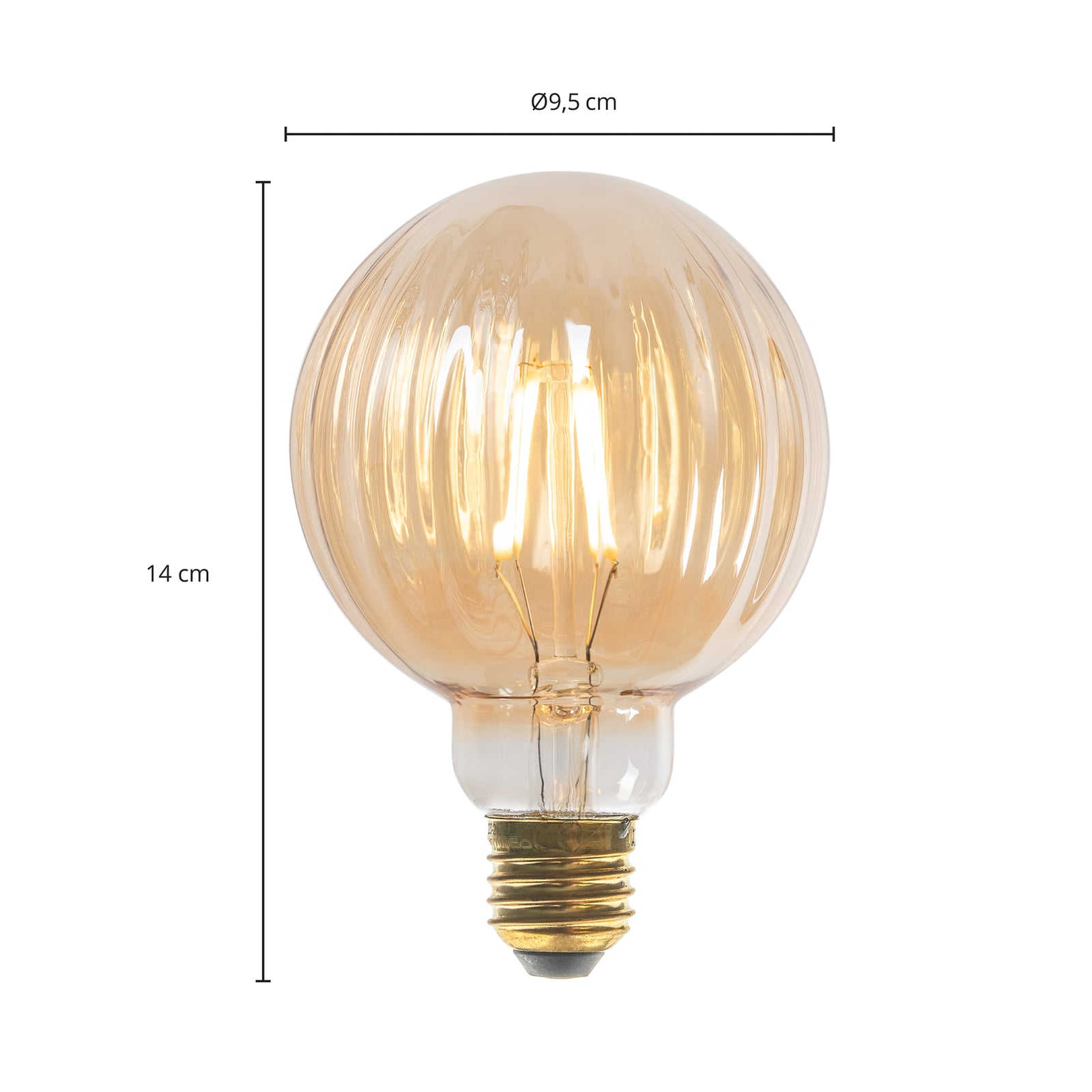 LED globepære E27 3,8W 2700K dimbar amber rillemønster - Lucande detalj av rillemønster