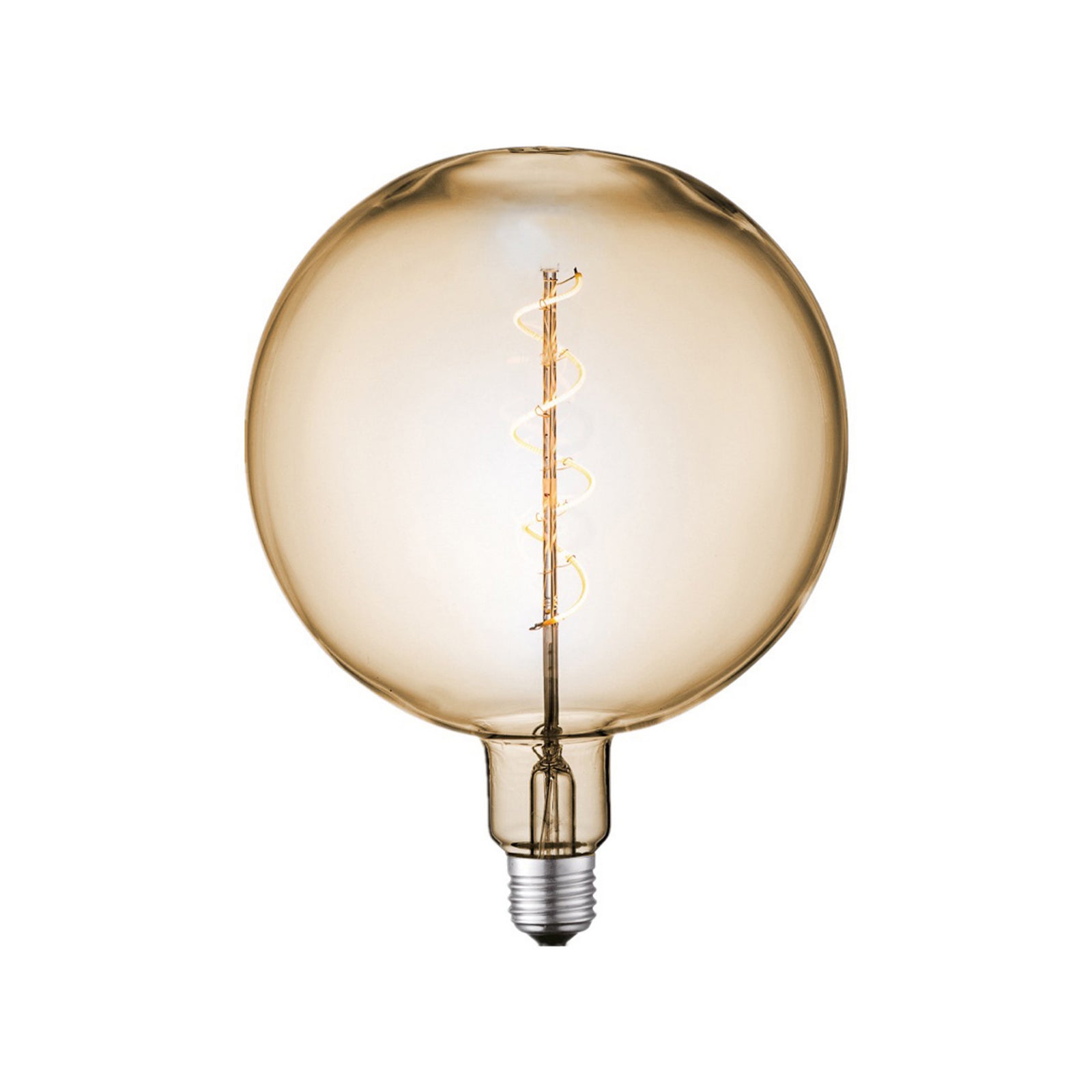 LED globepære E27 4W 2700K dimbar amber Ø18 cm Lucande forfra