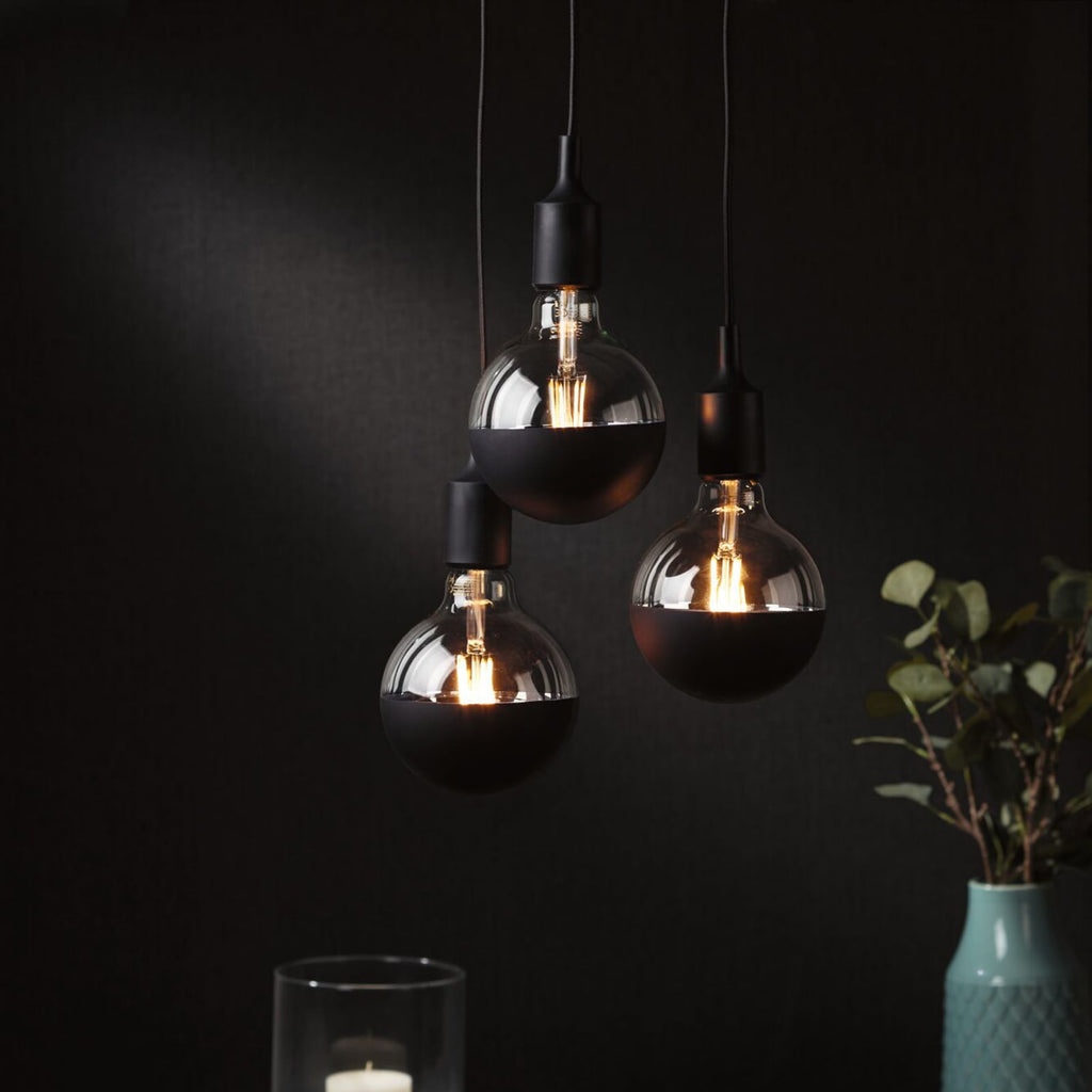 LED globepære E27 6,5W 2700K dimbar toppforspeilet svart - Paulmann forfra