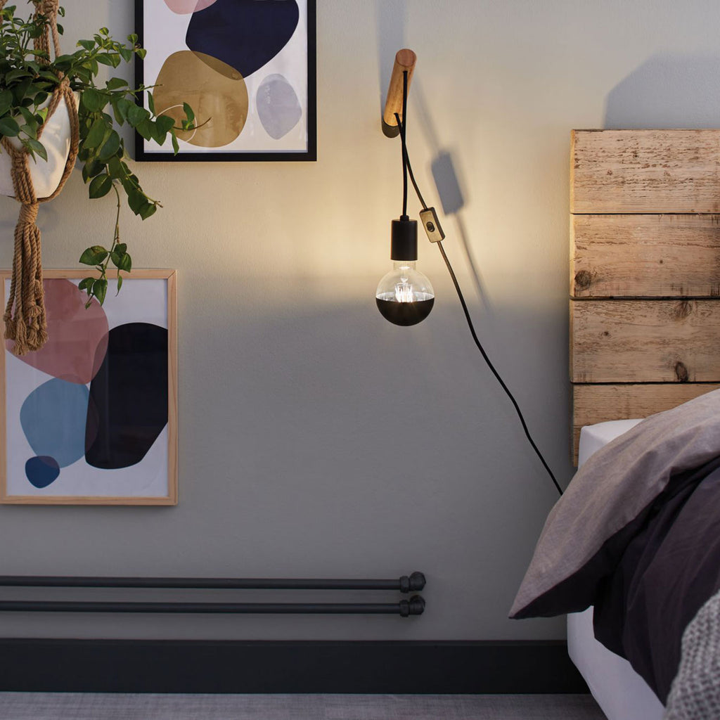 LED globepære E27 6,5W 2700K dimbar toppforspeilet svart - Paulmann bakside
