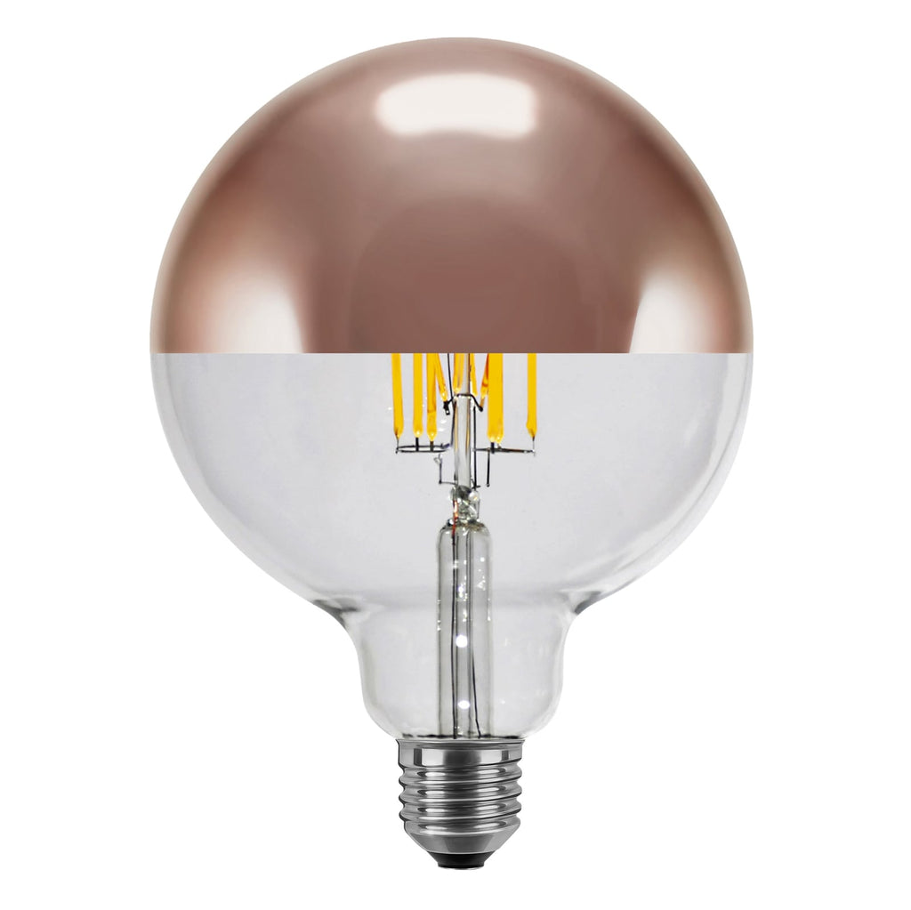 LED-globepære E27 6,5W 2700K toppspeilet kobber dimbar forfra