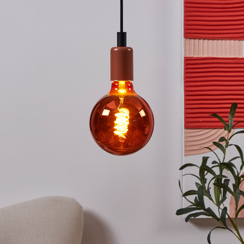 LED globepære E27 G125 4W 2000K filament kobber bakside