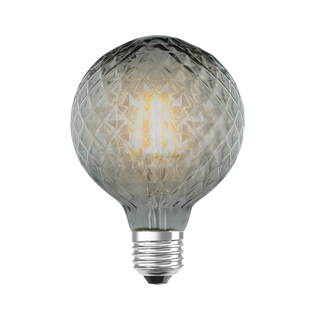 LED globepære E27 G95 4W 1800K dimbar røykfarget - Lucande forfra
