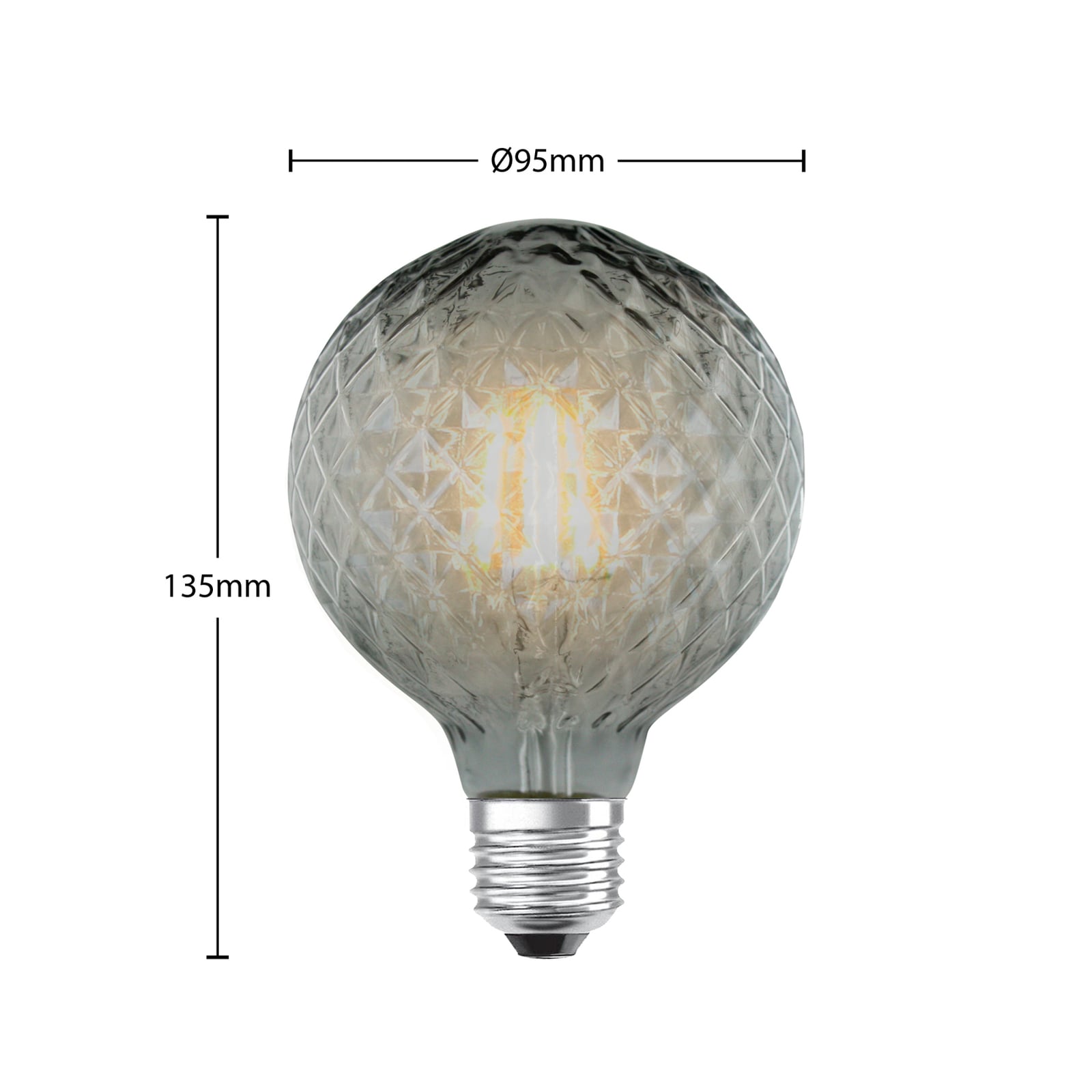 LED globepære E27 G95 4W 1800K dimbar røykfarget - Lucande bakside