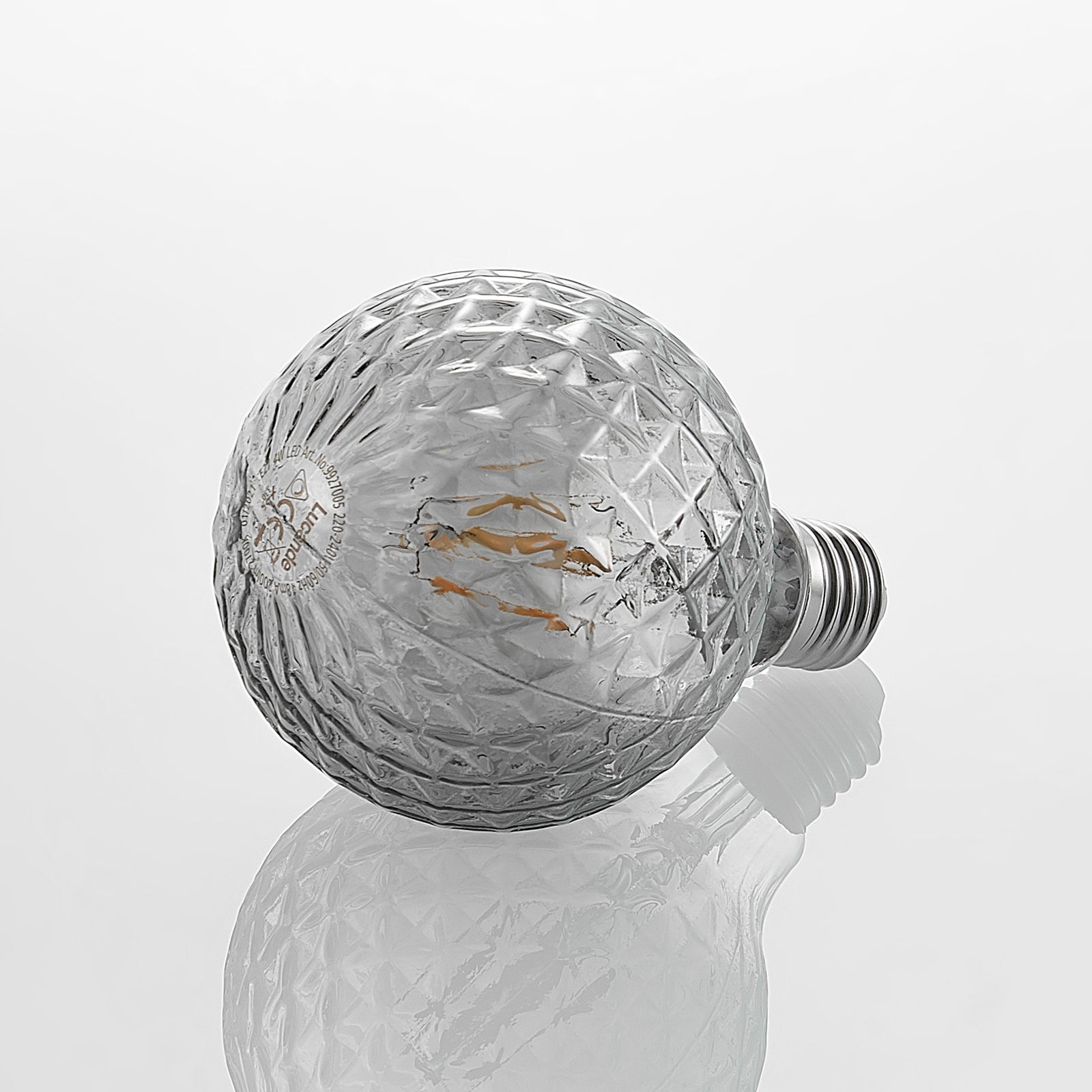 LED globepære E27 G95 4W 1800K dimbar røykfarget - Lucande nærbilde av filament
