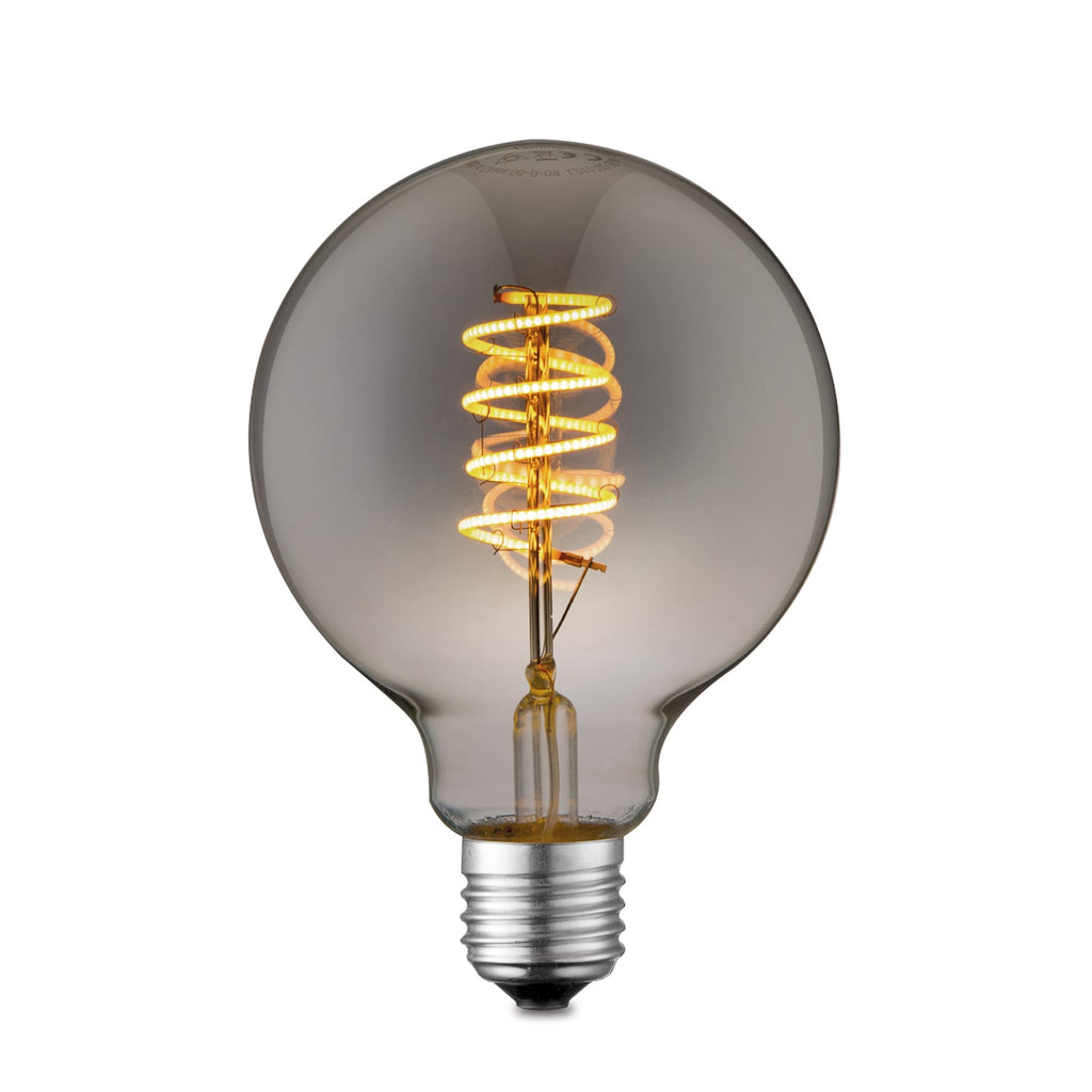 LED globepære E27 G95 4W 1800K røykfarget dimbar foran