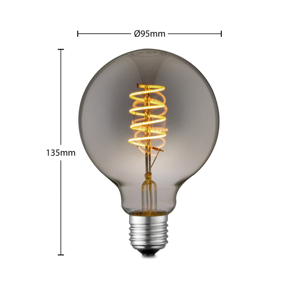 LED globepære E27 G95 4W 1800K røykfarget dimbar bak