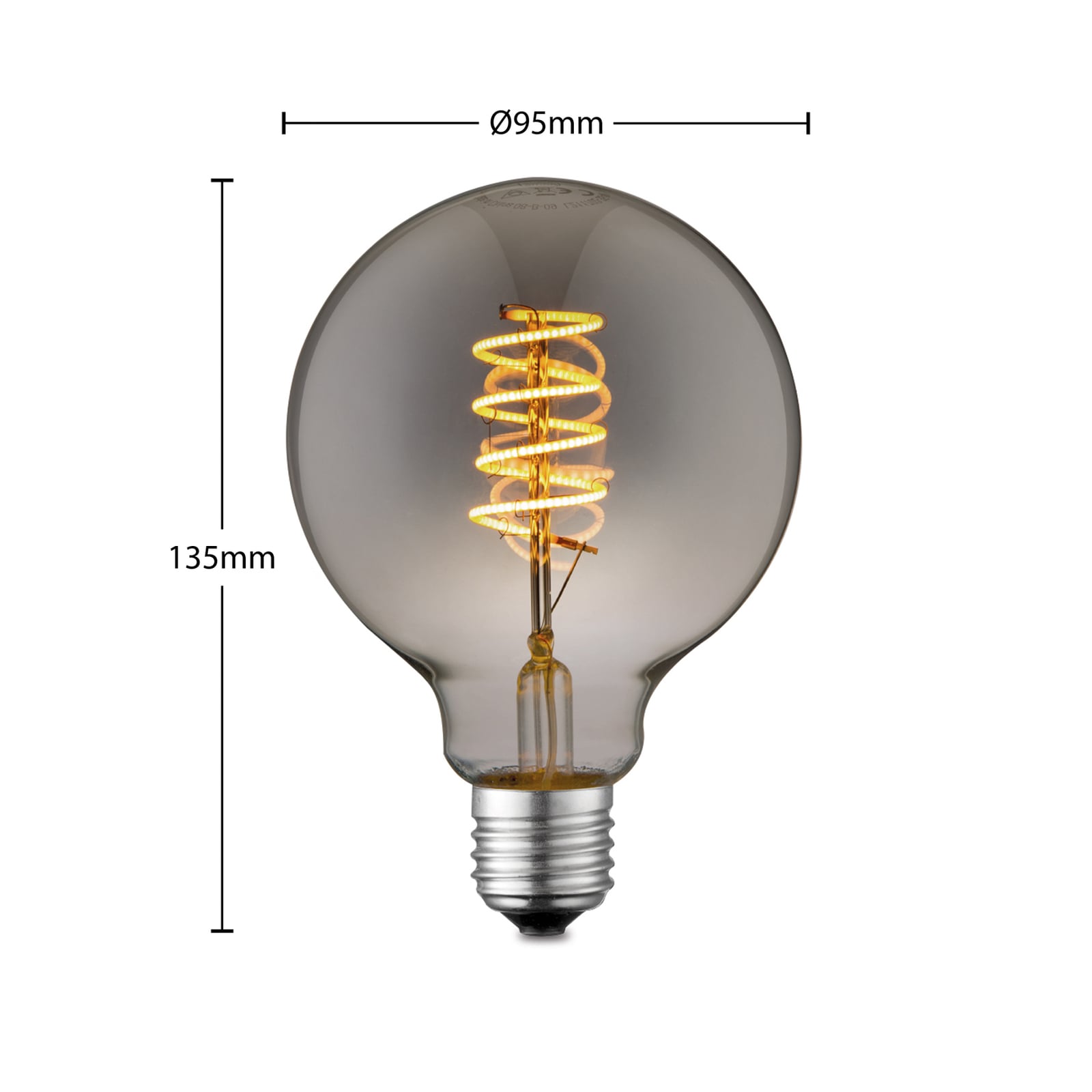 LED globepære E27 G95 4W 1800K røykfarget dimbar bak
