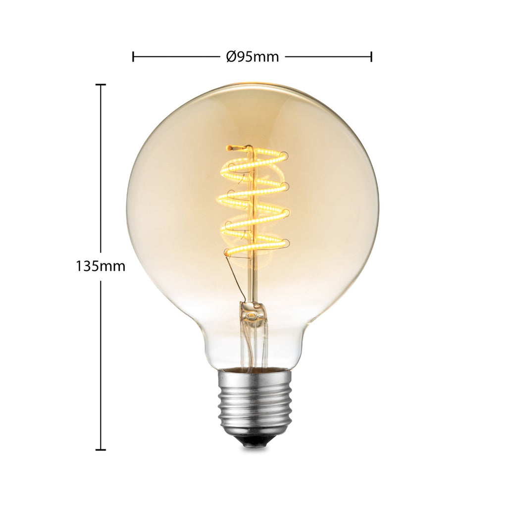 LED globepære E27 G95 4W 2700K amber dimbar bakside