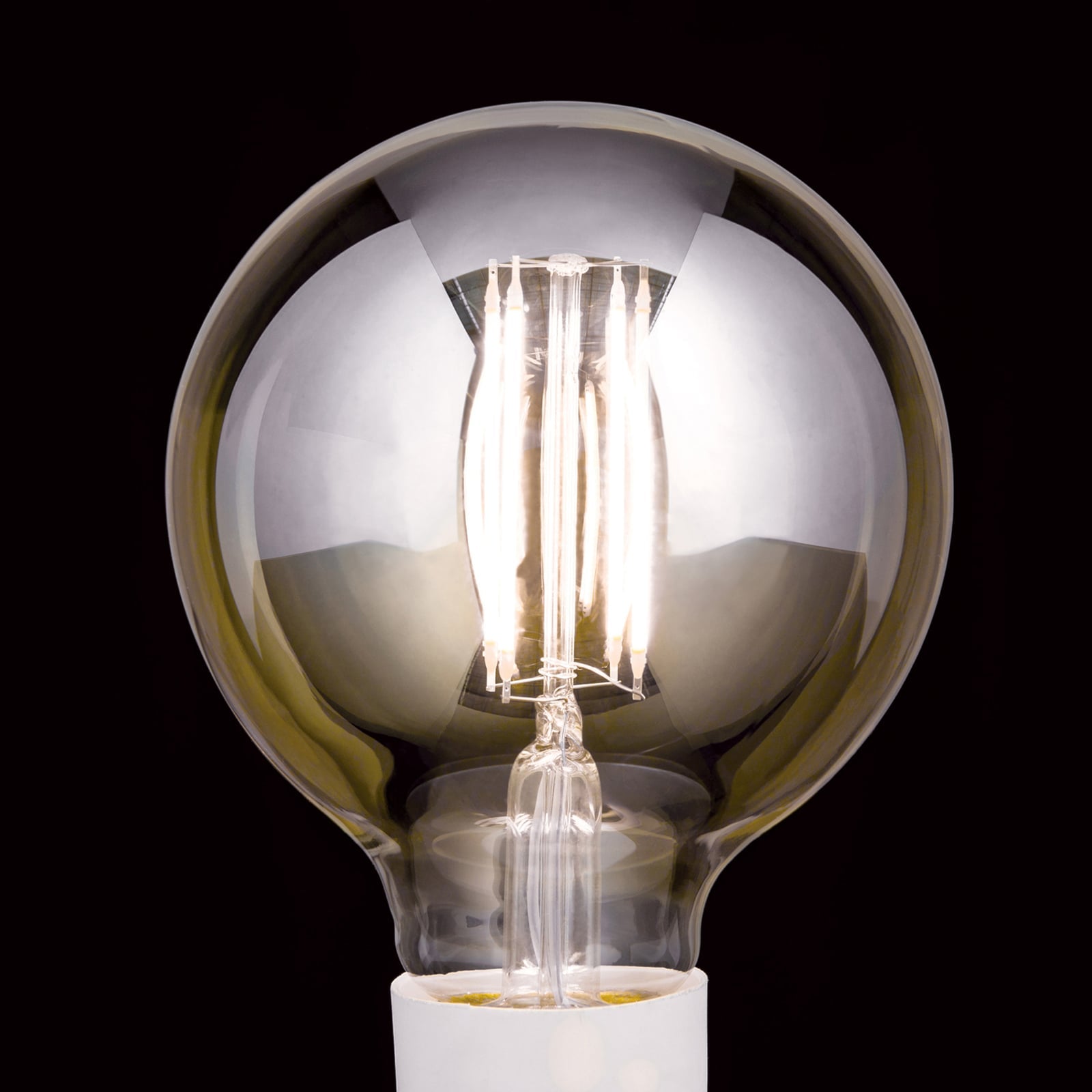 Montert LED globepære E27 G95 6W 2200K dimbar amber glass - ORION i lampe
