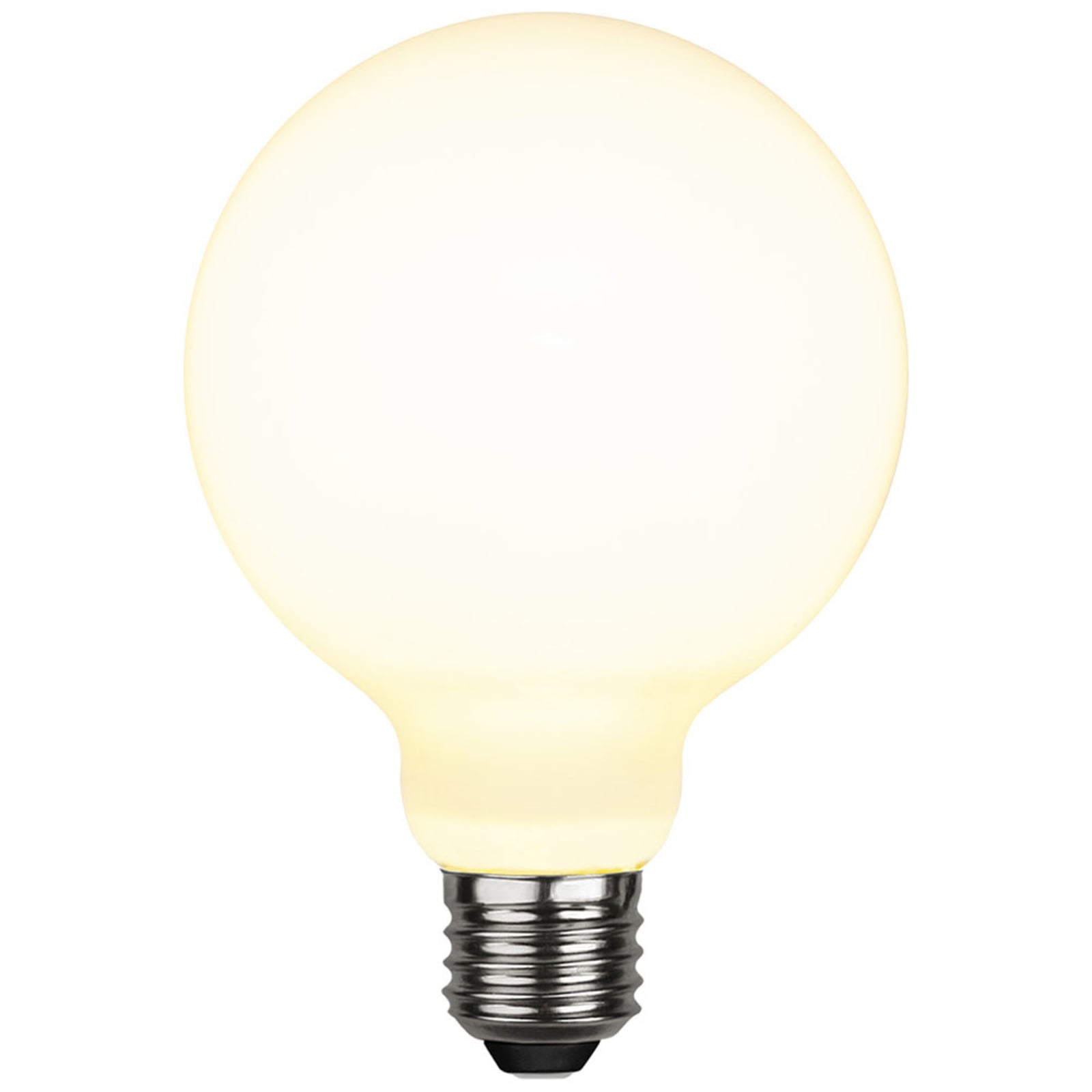LED-globepære E27 G95 7,5W 2700K dimbar opal 3-stegs - STAR TRADING montert i lampe