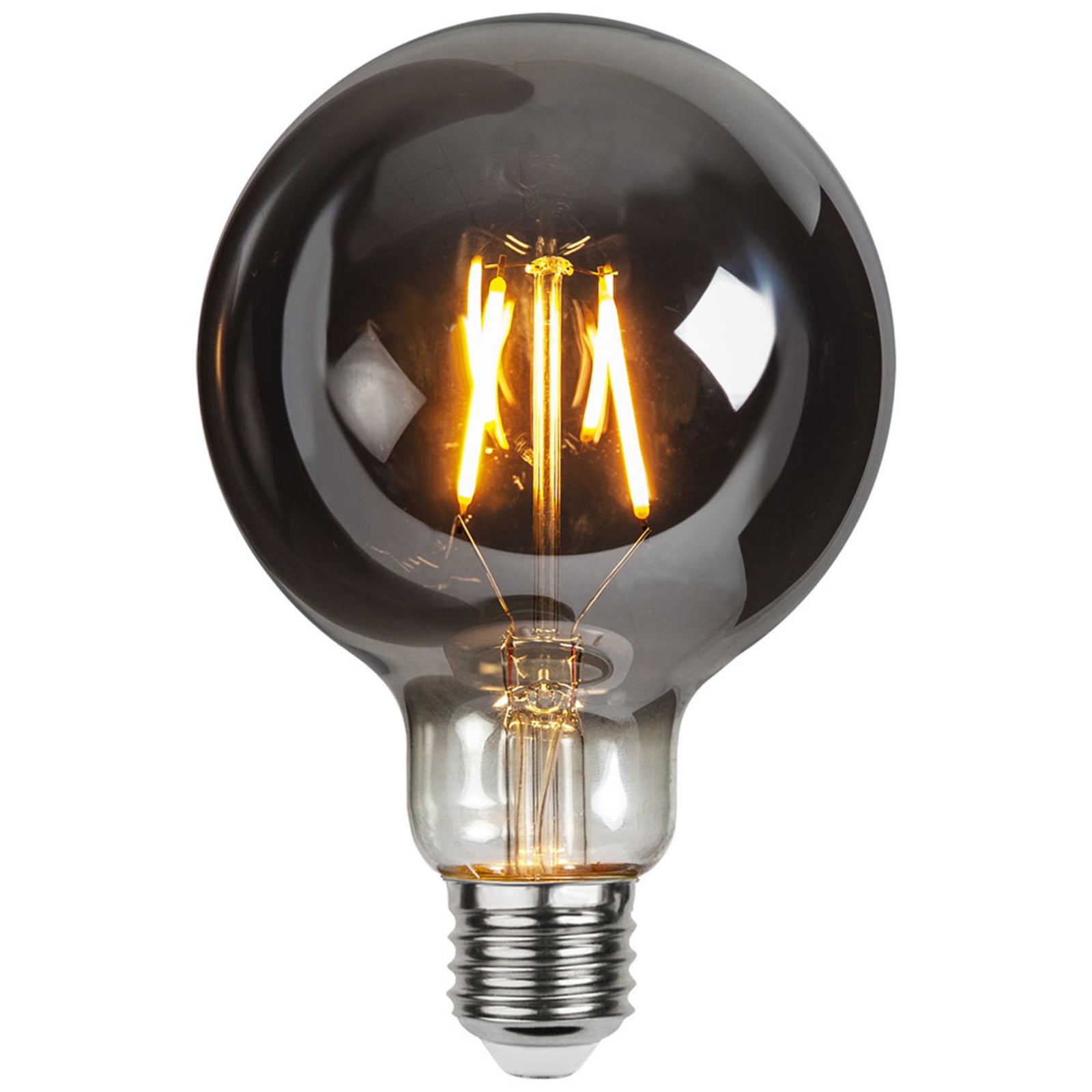 LED globepære E27 G95 røykglass 1,8W 2100K 80lm - STAR TRADING forfra