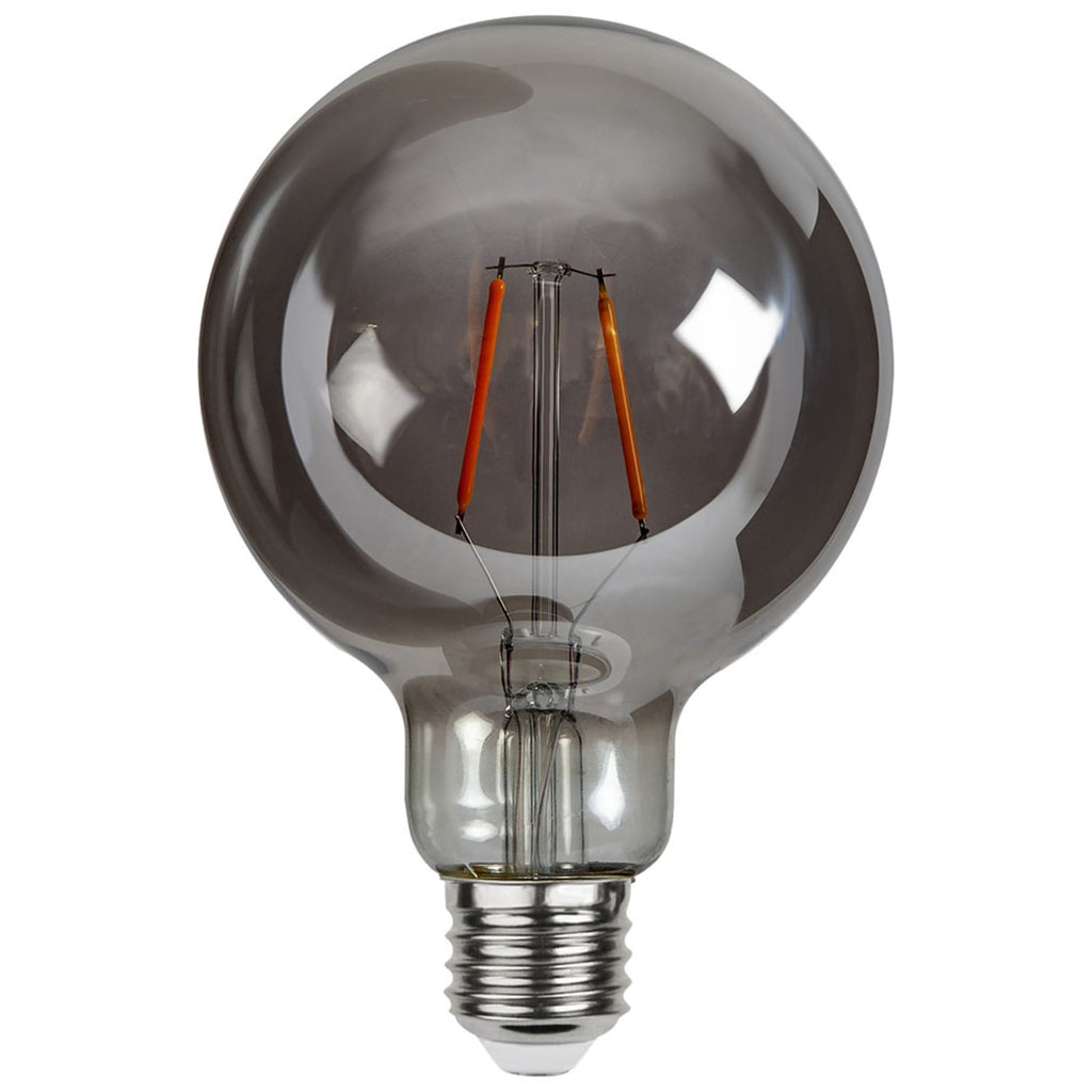 LED globepære E27 G95 røykglass 1,8W 2100K 80lm - STAR TRADING bakside